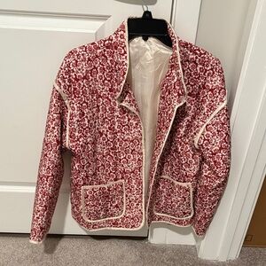 Floral Red and Cream Women's Jacket